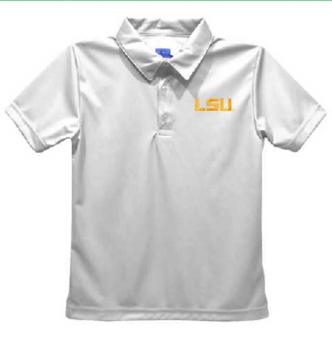 Vive la Fete Boys Embroidered White Polo Shirt - Yellow LSU