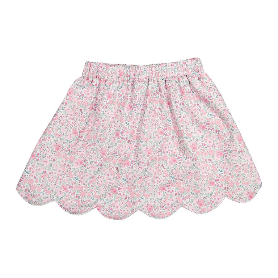 Sal & Pimenta Girls Scallop Skirt with Bow - Pink Ditsy Floral