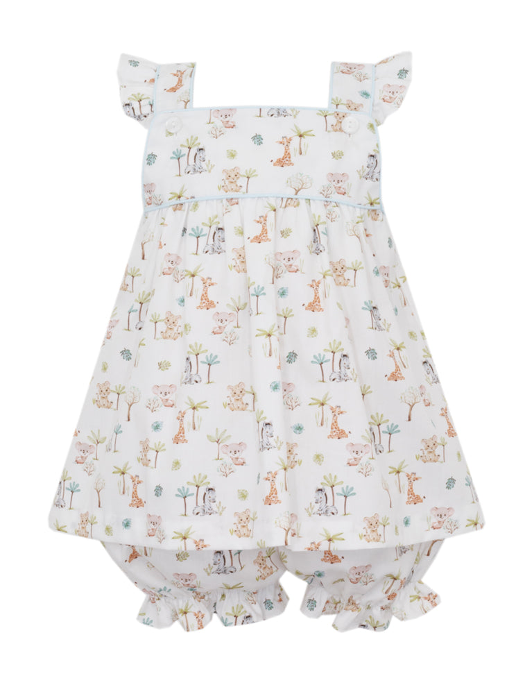 Petit Bebe Girls Safari Animals Print Bloomers Set - Bow in Back