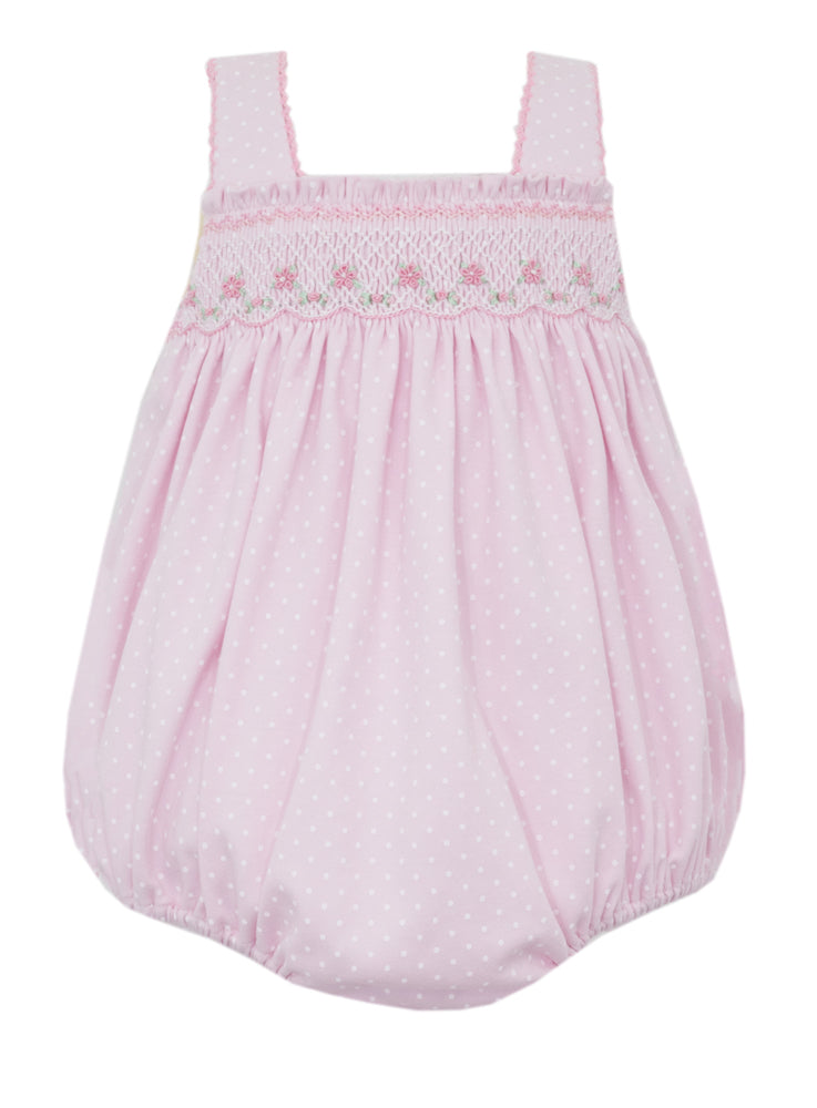 Petit Bebe Knits Baby Girls Pink Dots Smocked Bubble