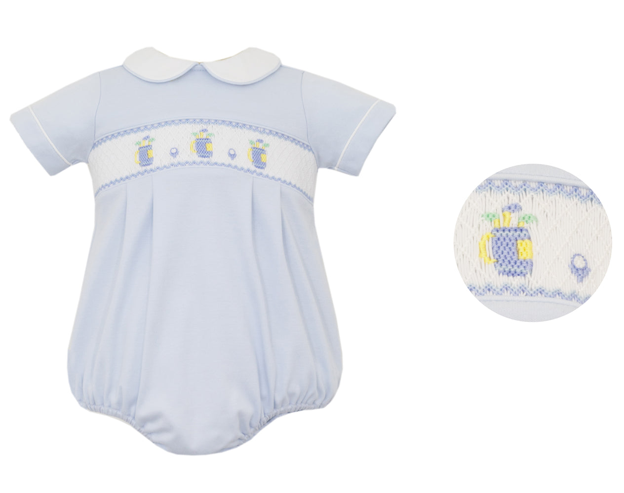 Petit Bebe Knits Baby Boys Light Blue Bubble - Smocked Golf Bags by Petit Bebe