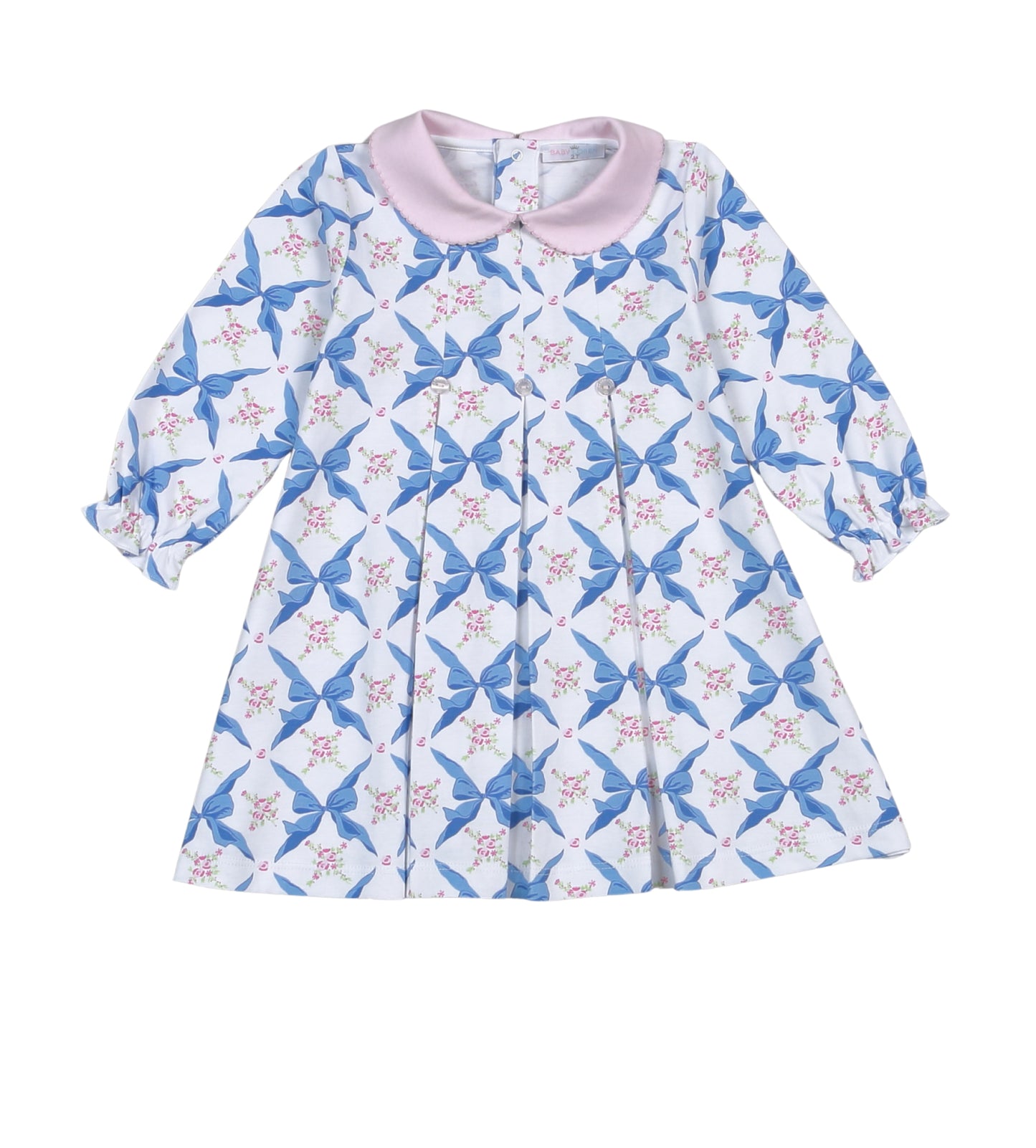 Baby Loren Girls Pink & Blue Pretty in Bows Dress by Baby Loren