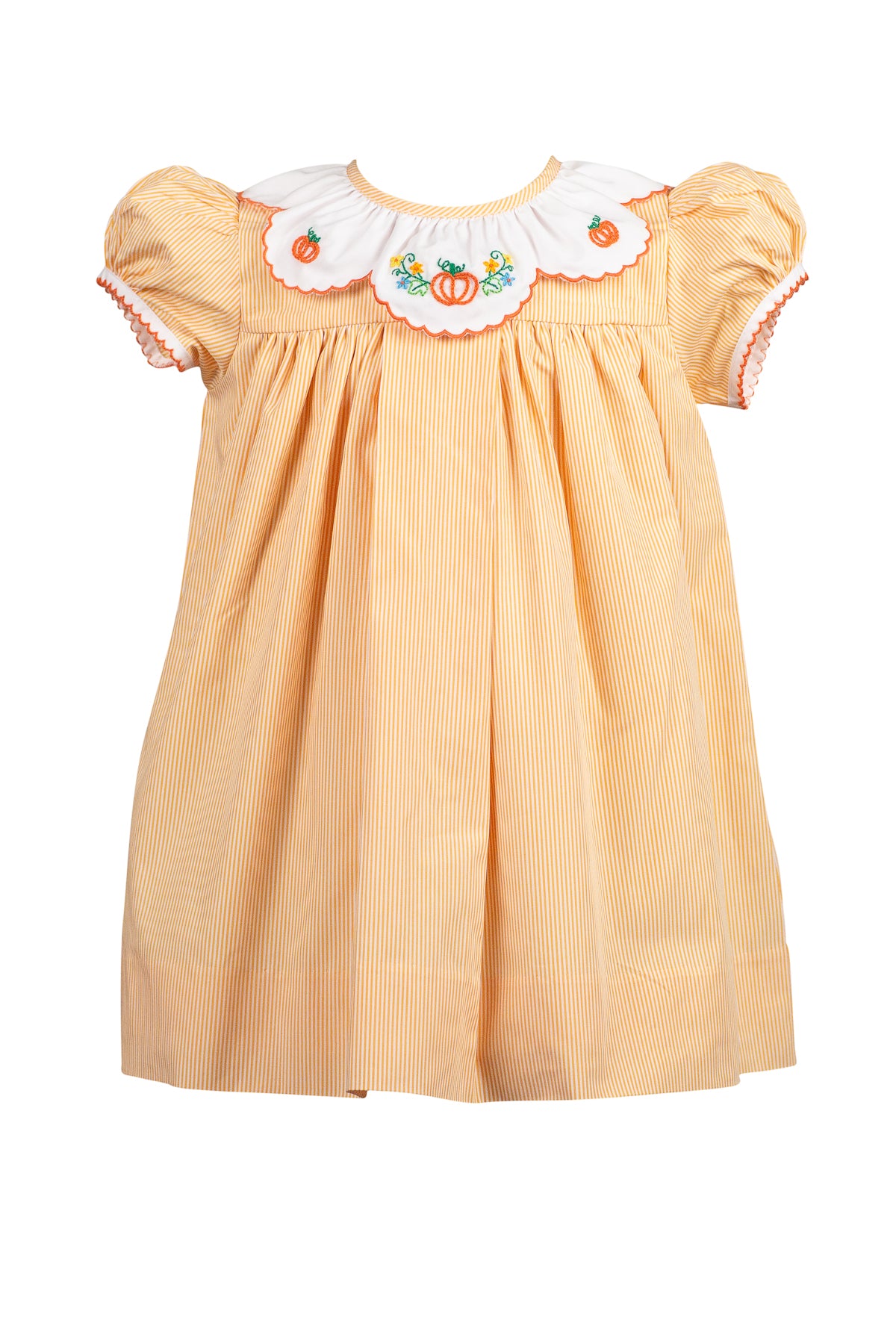 Proper Peony Girls Orange Pembroke Pumpkin Embroidery Collar Dress