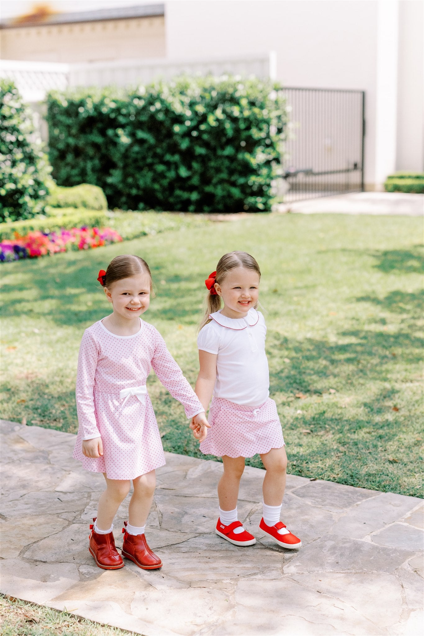 Proper Peony Pima Girls Pink / Red Dots Scallop Skort
