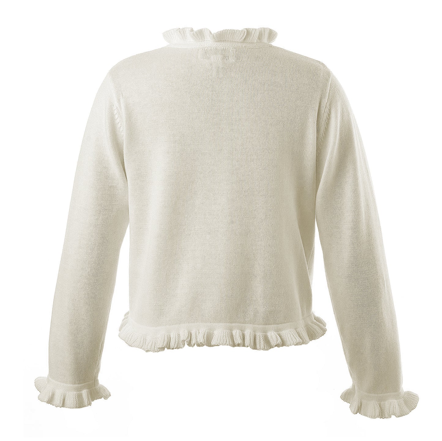 Rachel Riley London Girls Frill Cardigan Sweater - Ivory