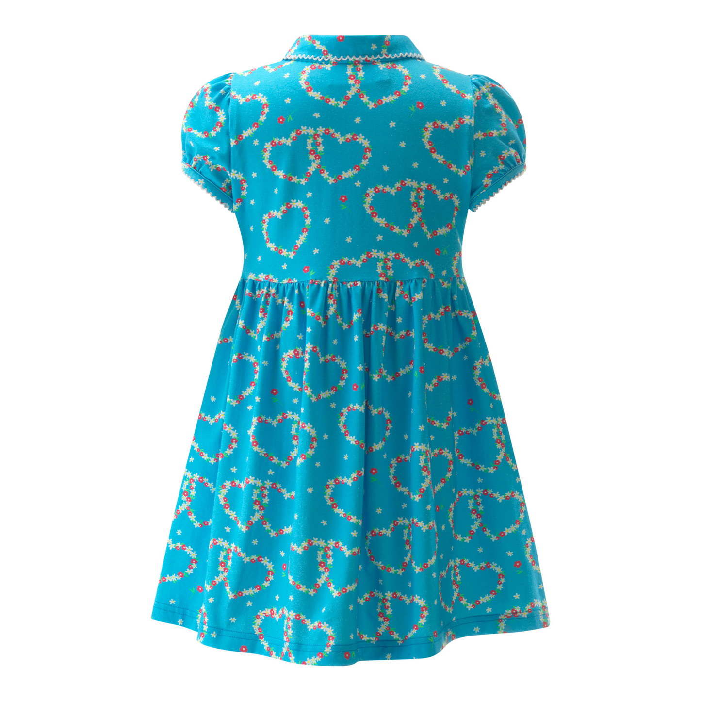 Rachel Riley London Girls Heart Daisy Print Jersey Dress - Blue