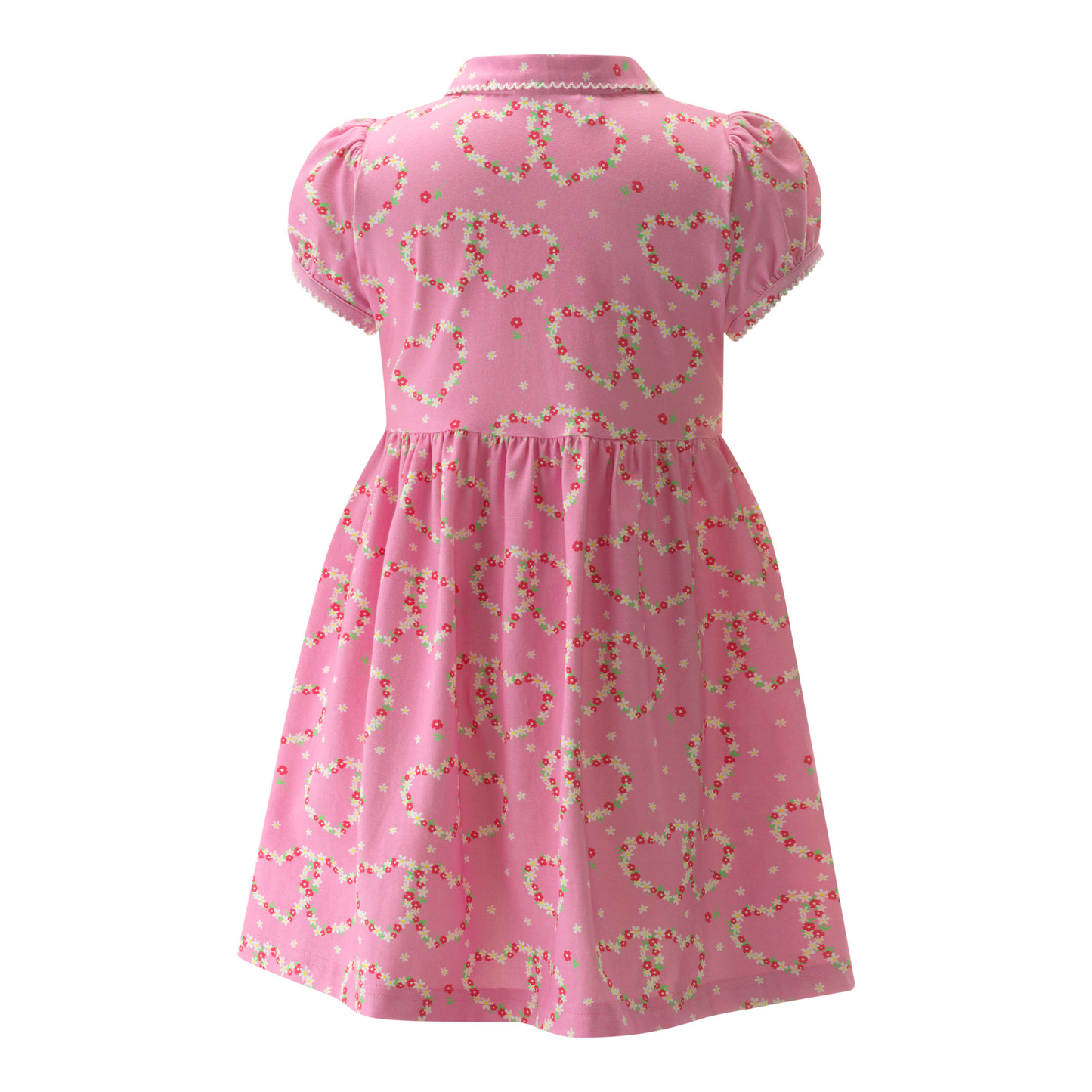 Rachel Riley London Girls Heart Daisy Print Jersey Dress - Pink