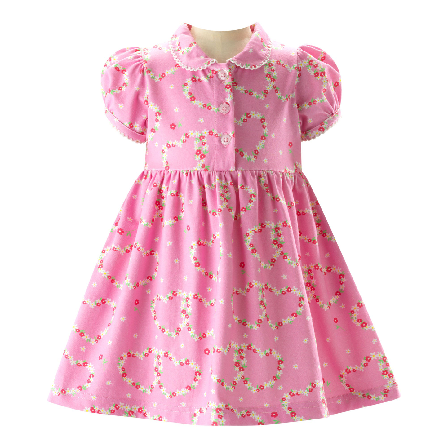 Rachel Riley London Baby Girls Heart Daisy Print Jersey Dress - Pink
