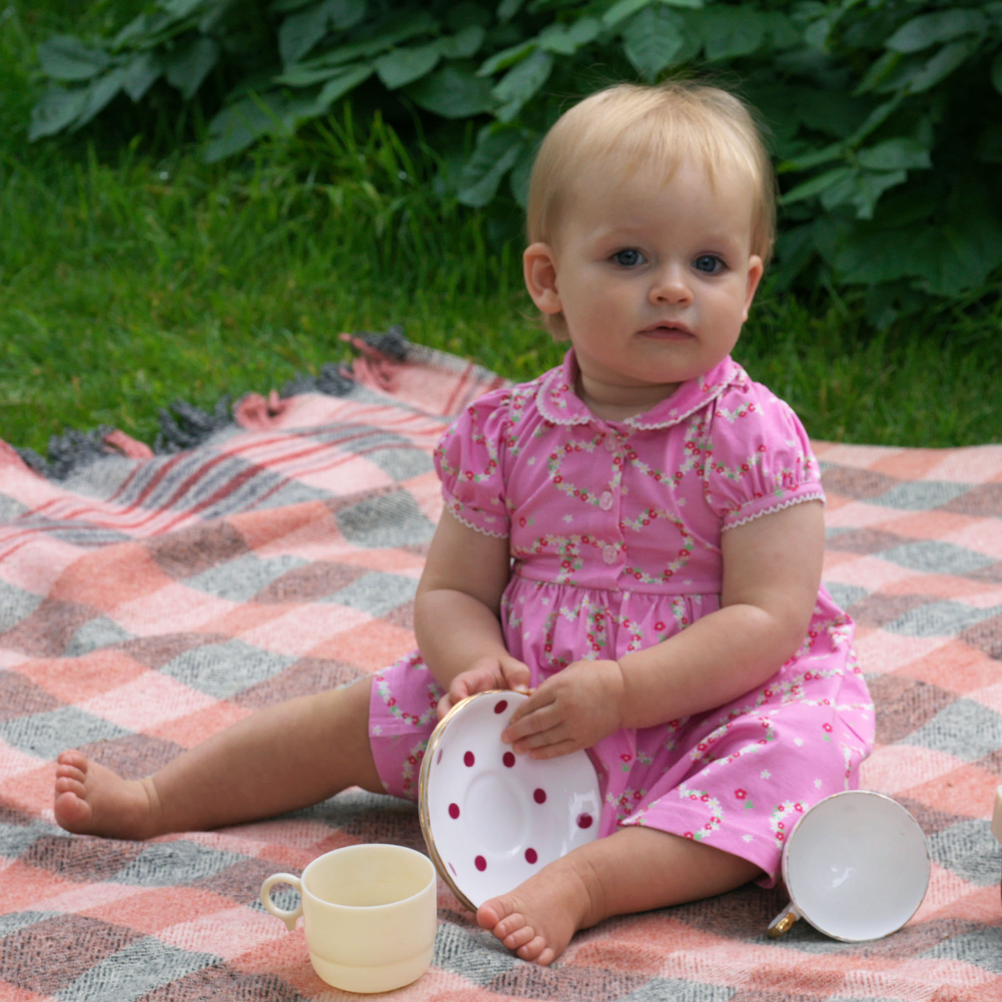 Rachel Riley London Baby Girls Heart Daisy Print Jersey Dress - Pink