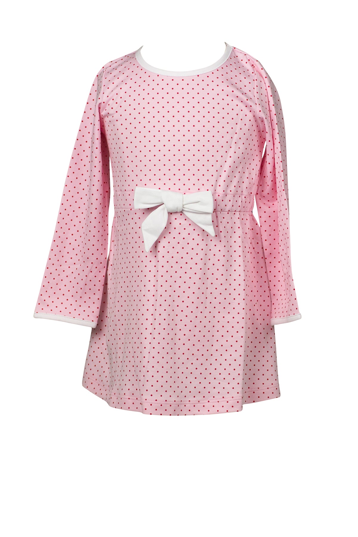 Proper Peony Pima Girls Pink / Red Dots Dress - White Bow