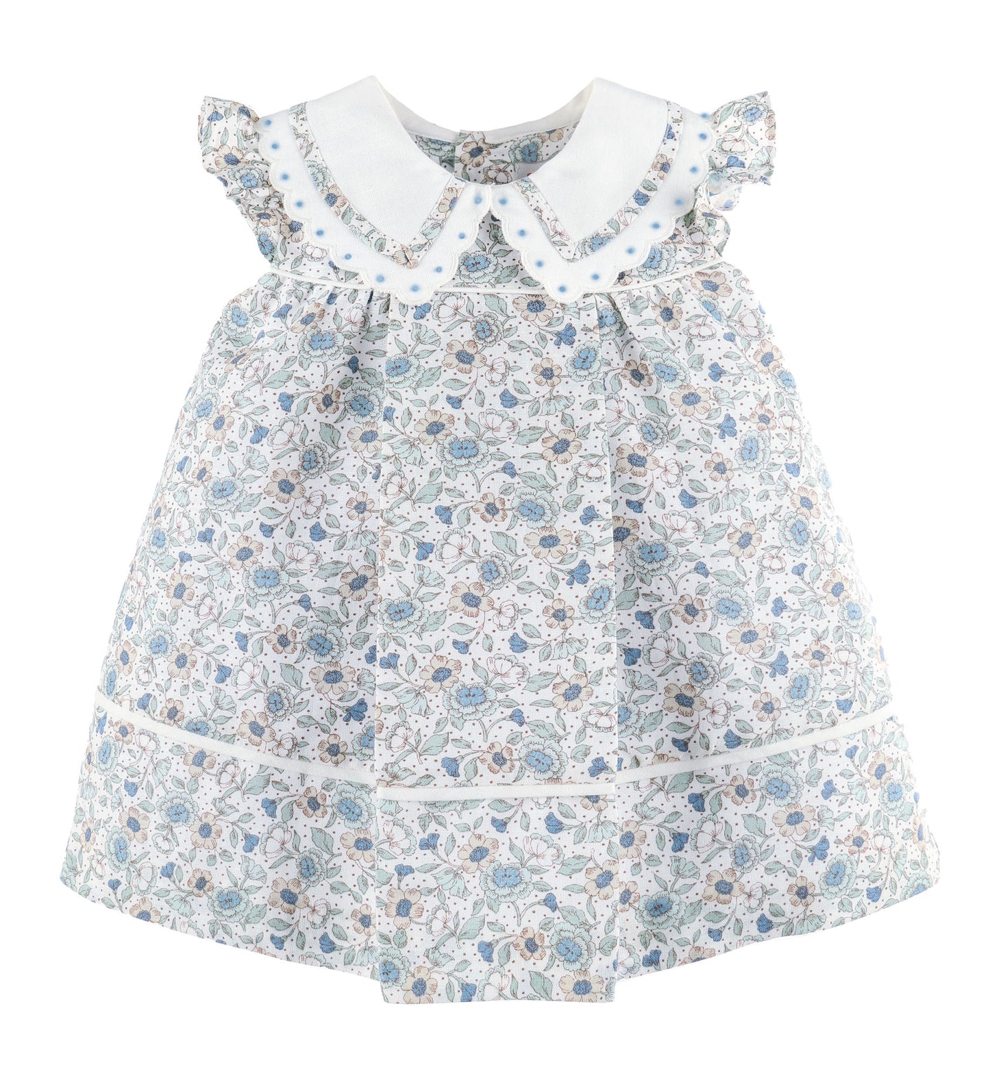 Sophie & Lucas Girls Blue Belle Blooms Miller Dress - Fancy Collar by Sophie & Lucas