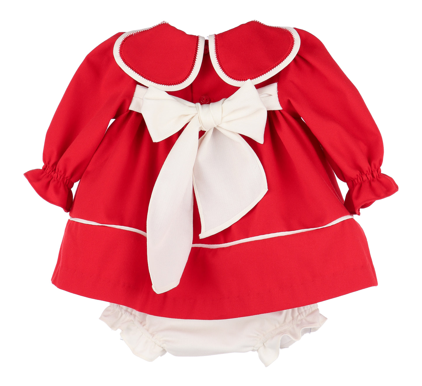 Sophie & Lucas Girls Classic Petal Collar Dress - Bow on Back - Red by Sophie & Lucas