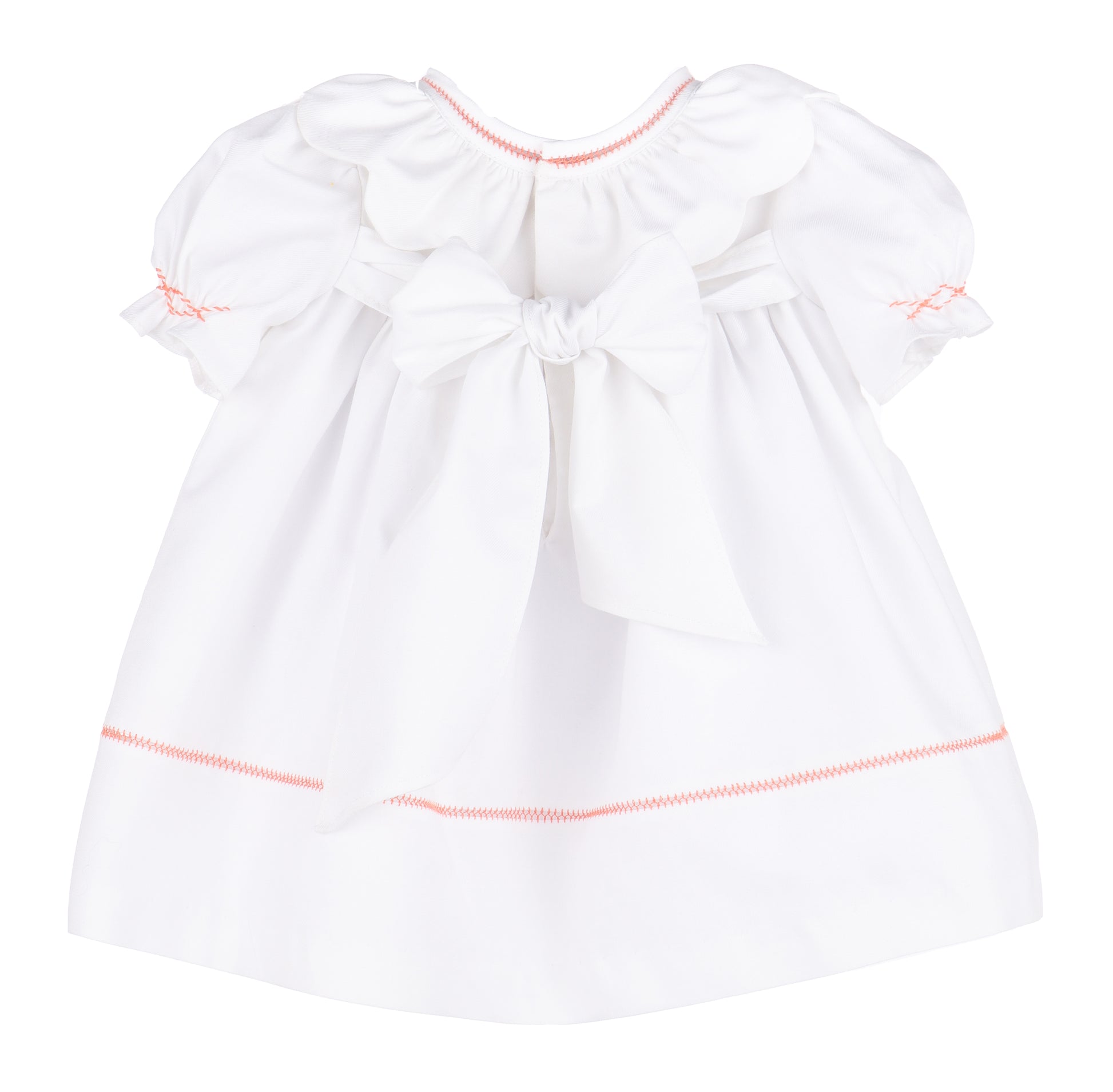 Sophie & Lucas Girls Embroidered Pumpkin Ruffle Dress - Bow on Back - White