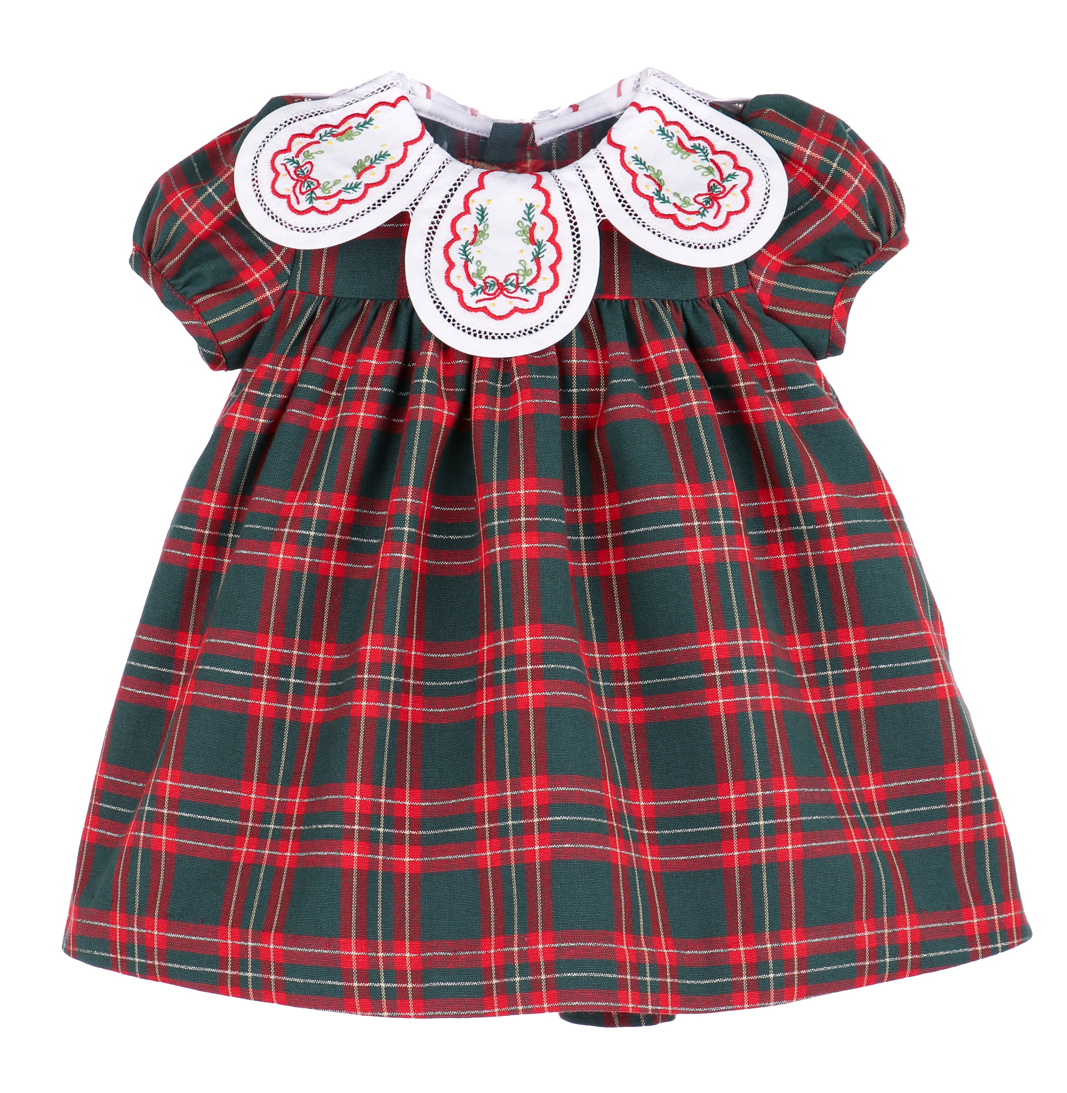Sophie & Lucas Girls Red & Green Holiday Plaid Dress - Embroidered Petal Collar 5 Sophie & Lucas Girls Red & Green Holiday Plaid Dress - Embroidered Petal Collar 5
