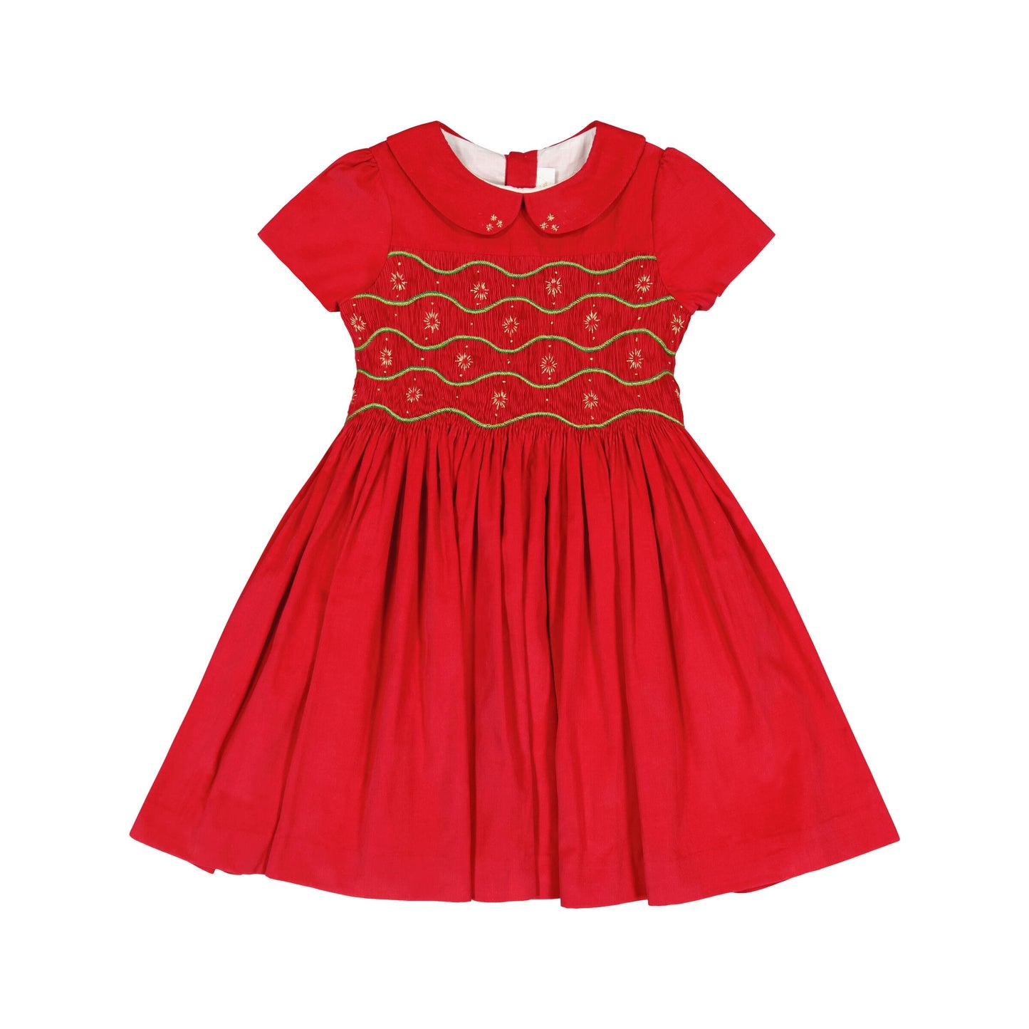 Antoinette Paris Girls Stella Dress - Fully Smocked Bodice - Red Corduroy