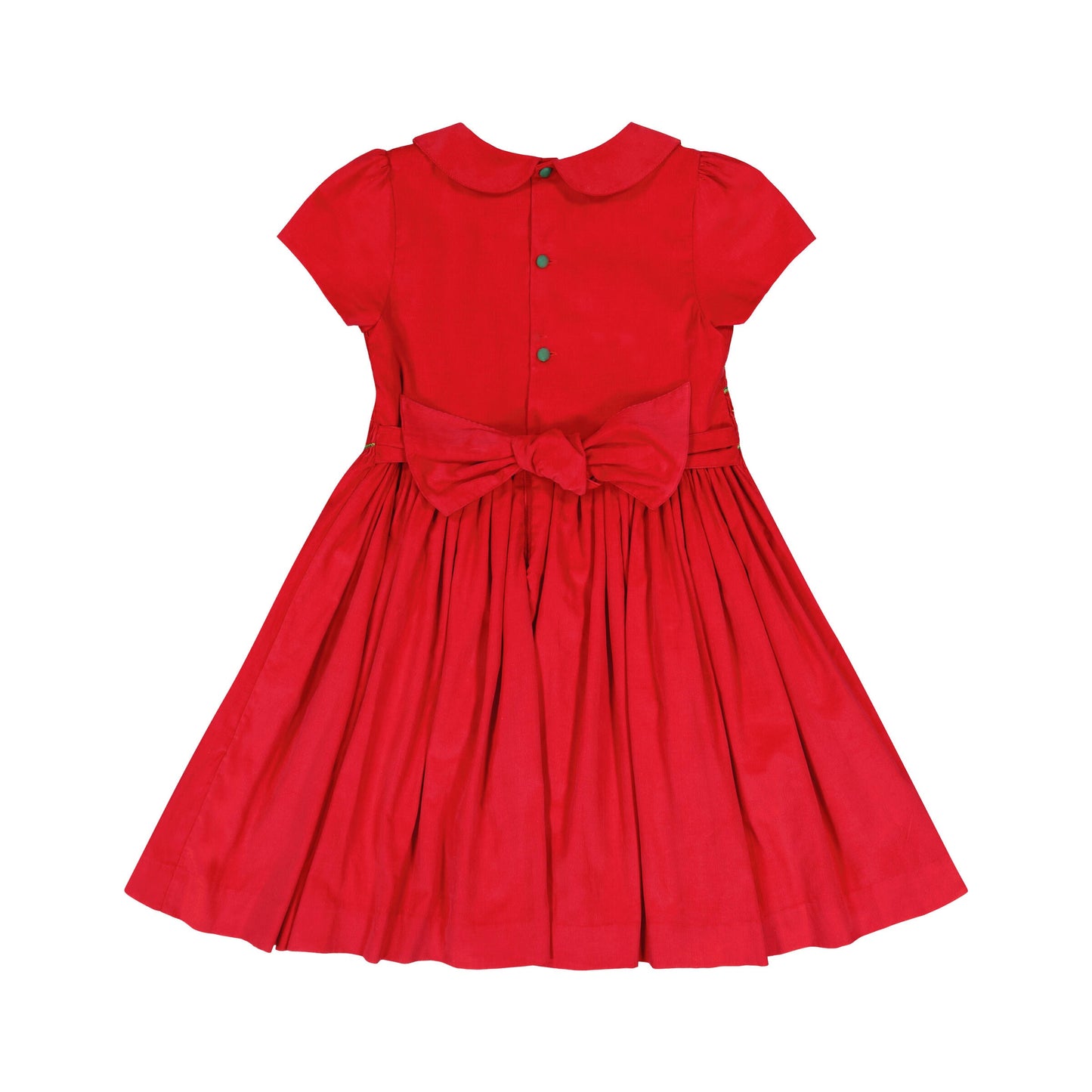 Antoinette Paris Girls Stella Dress - Fully Smocked Bodice - Red Corduroy