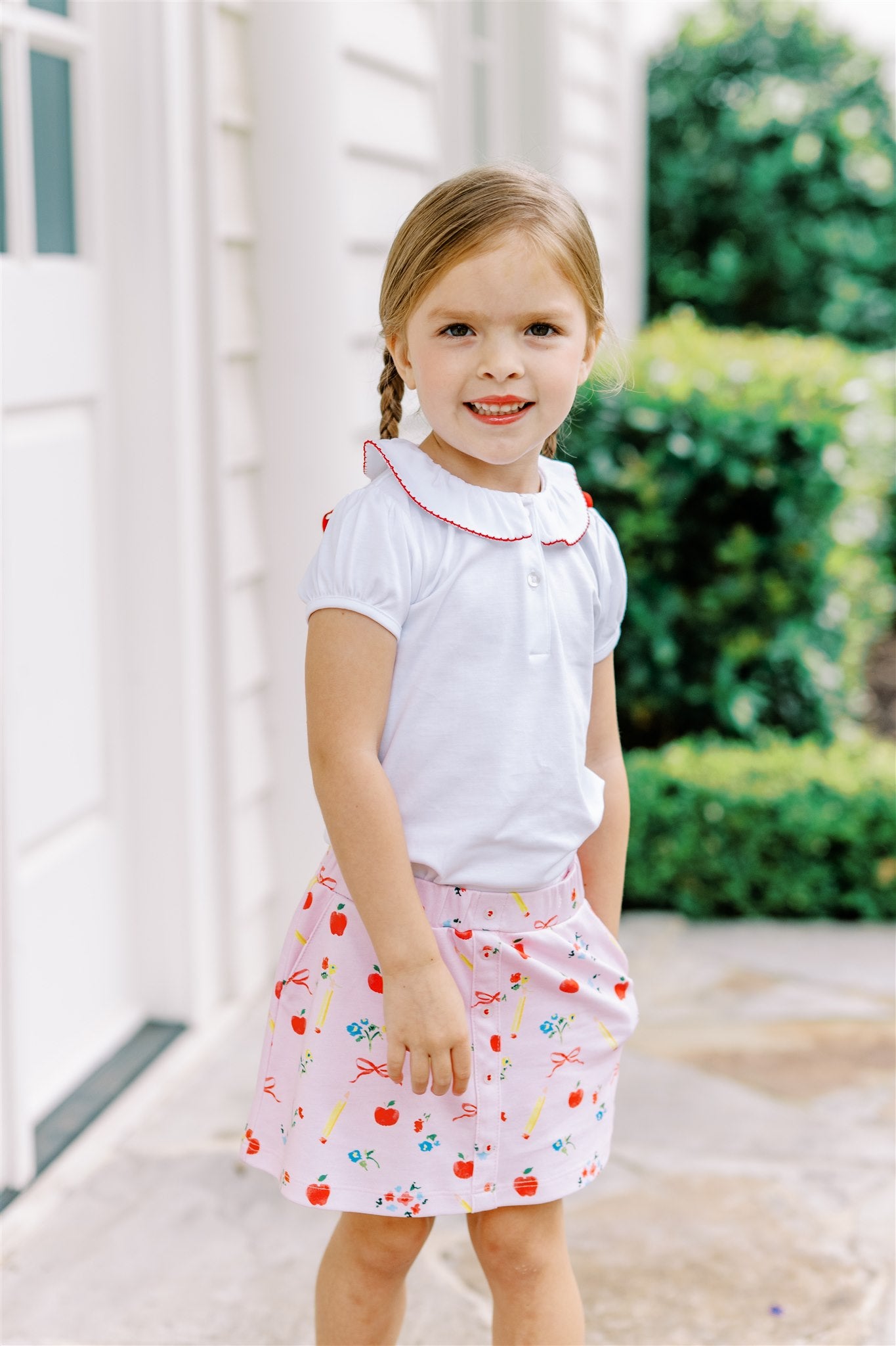 Proper Peony Pima Girls Pink School Days Button Skirt