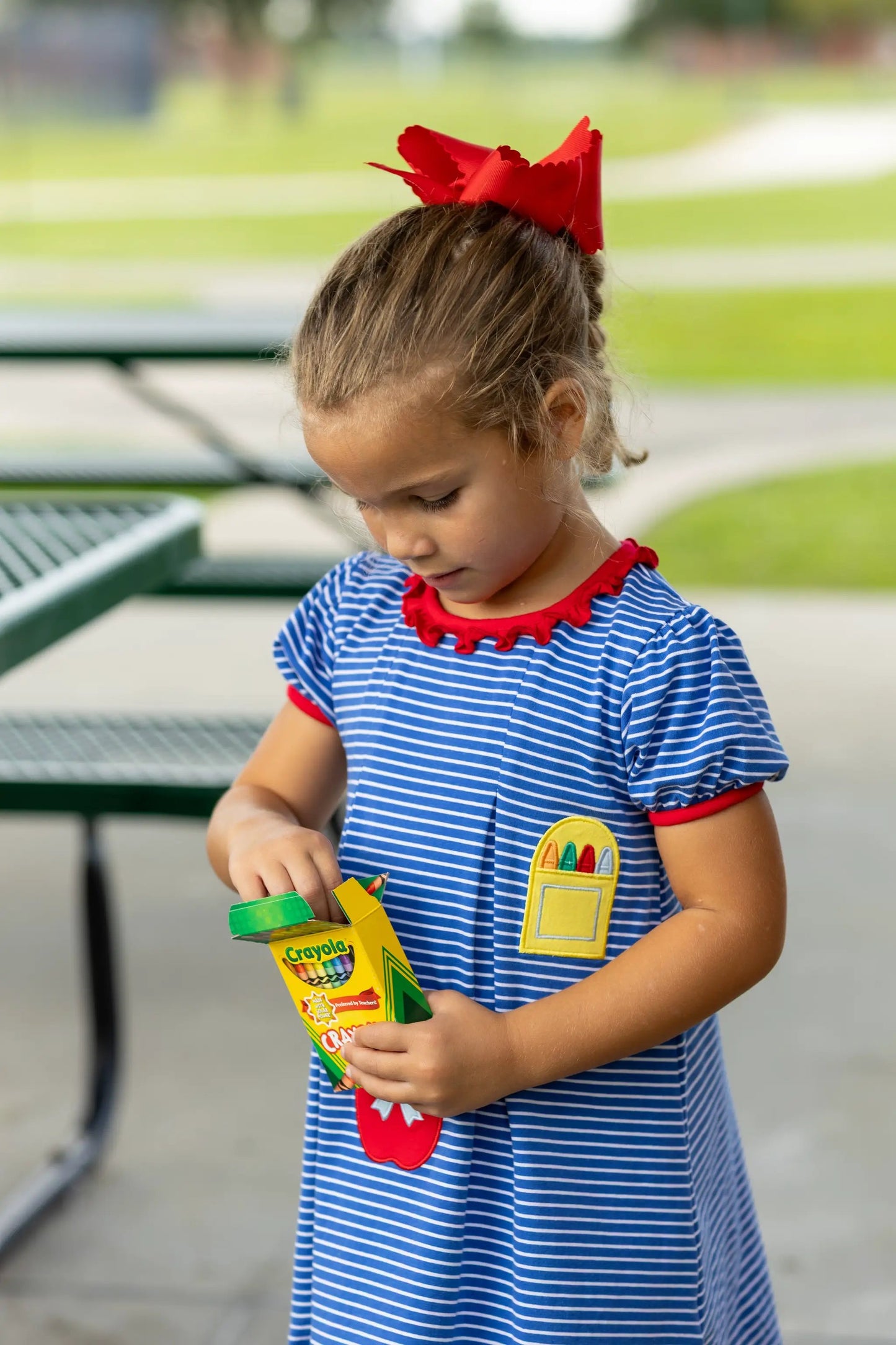 Trotter Street Kids Girls Royal Blue School Supplies Trio Dress