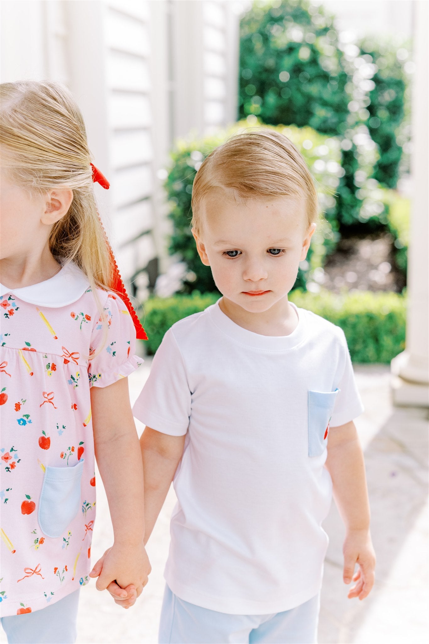 Proper Peony Pima Boys White Shirt - School Days Apple Pocket