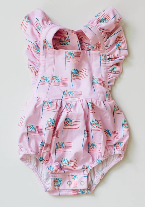 Ollie Jay Baby Girls Emmy Bubble - Pink Flags