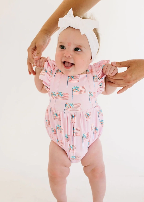 Ollie Jay Baby Girls Emmy Bubble - Pink Flags