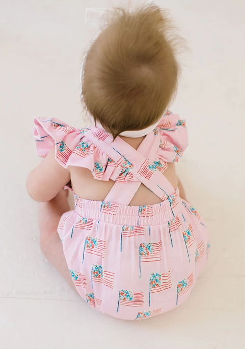 Ollie Jay Baby Girls Emmy Bubble - Pink Flags