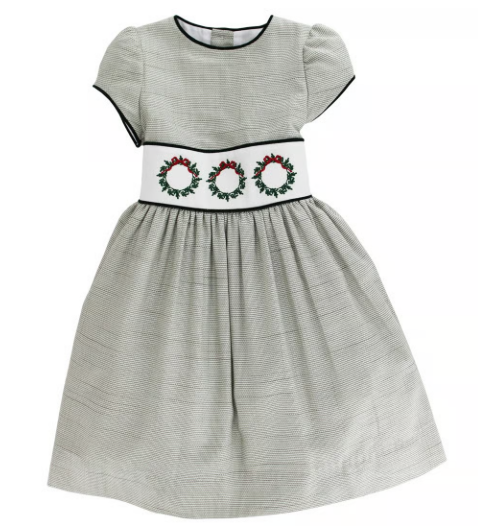 Bailey Boys Girls Laurel Wreath Embroidery Christmas Dress 8
