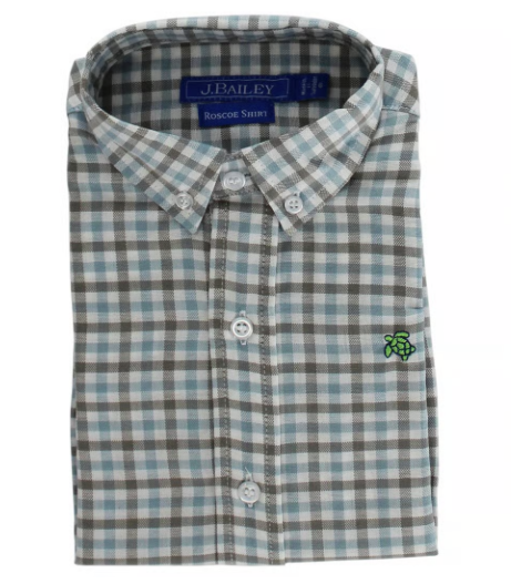 J. Bailey Boys Roscoe Button Down Dress Shirt - Pigeon Plaid