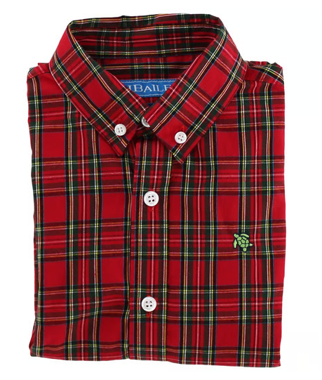 J. Bailey Boys Roscoe Button Down Dress Shirt - Red Holiday Tartan Plaid 2T J. Bailey Boys Roscoe Button Down Dress Shirt - Red Holiday Tartan Plaid 2T