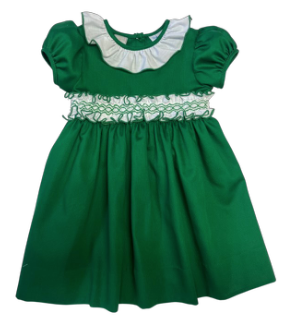 Lulu Bebe Girls Classic Christmas Dress - Smocked Waist - Green 18M Lulu Bebe Girls Classic Christmas Dress - Smocked Waist - Green 18M