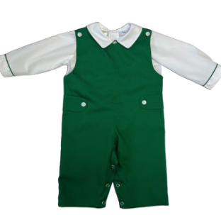 LuLu BeBe Boys Classic Shortall with Shirt - Green by LuLu BeBe