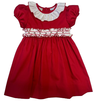 white christmas dresses Lulu Bebe Girls Classic Christmas Dress - Smocked Waist