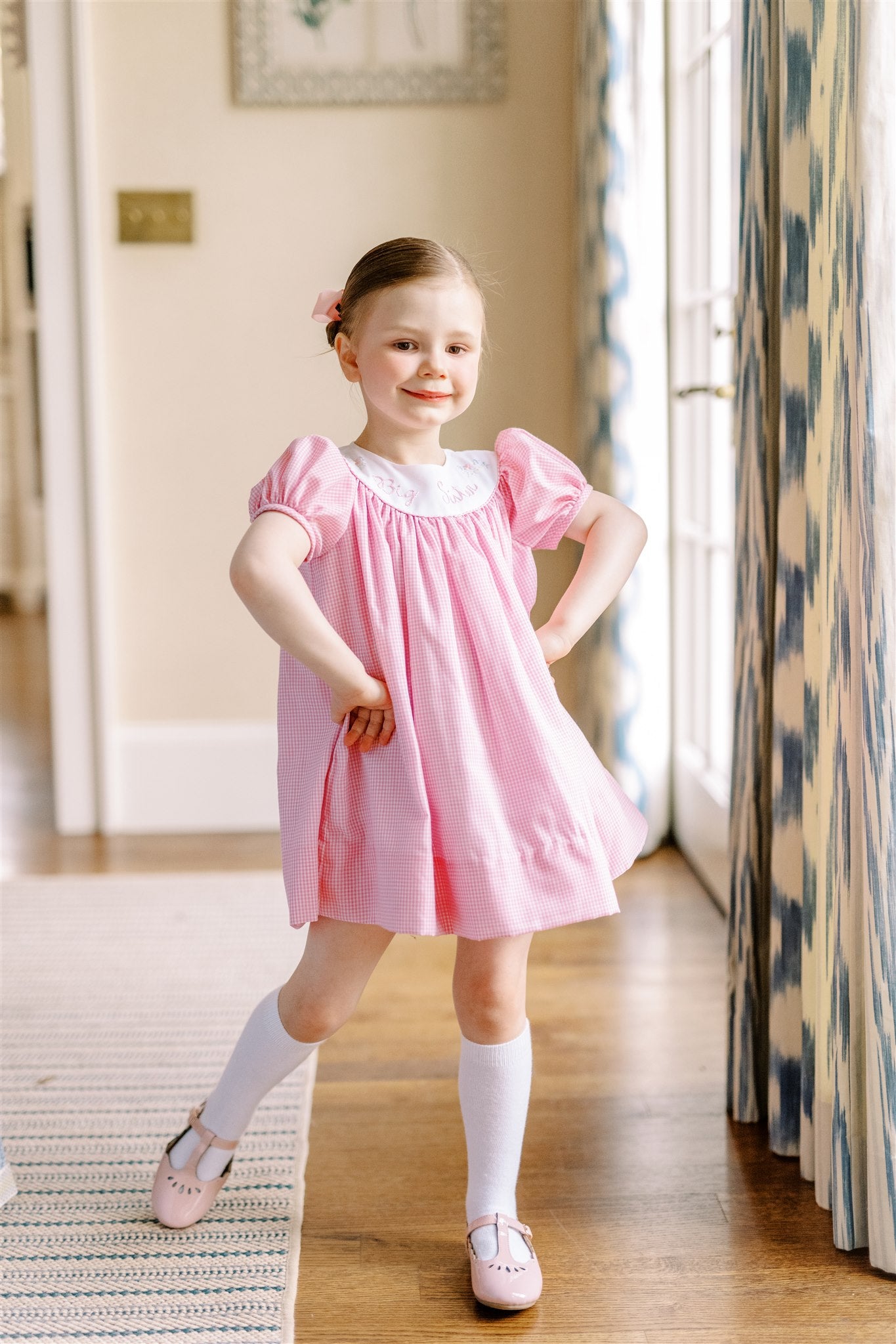 Proper Peony Girls Pink Check Sissy Big Sister Dress by Proper Peony