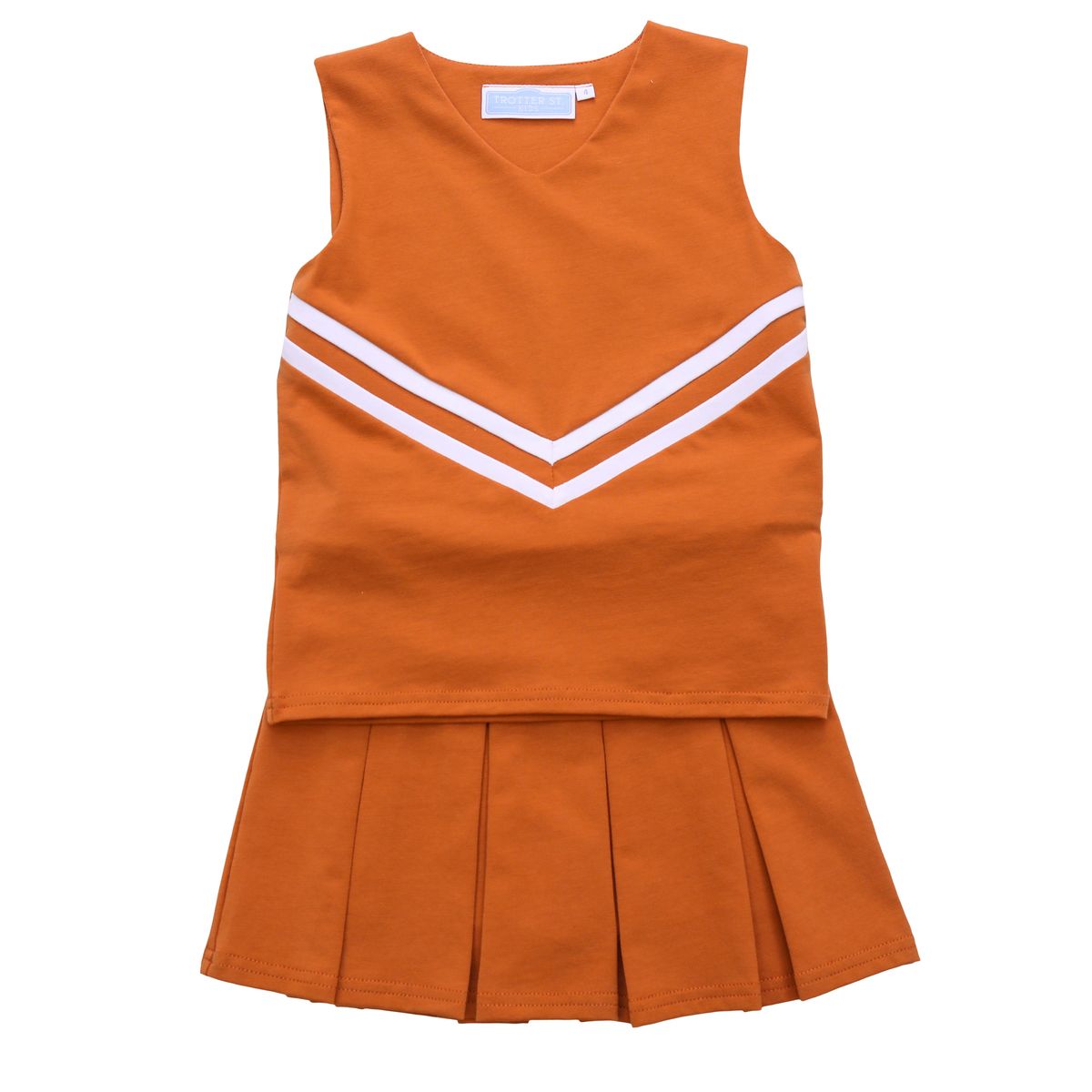 Trotter Street Kids Girls Cheerleader Skirt Set - Burnt Orange Texas