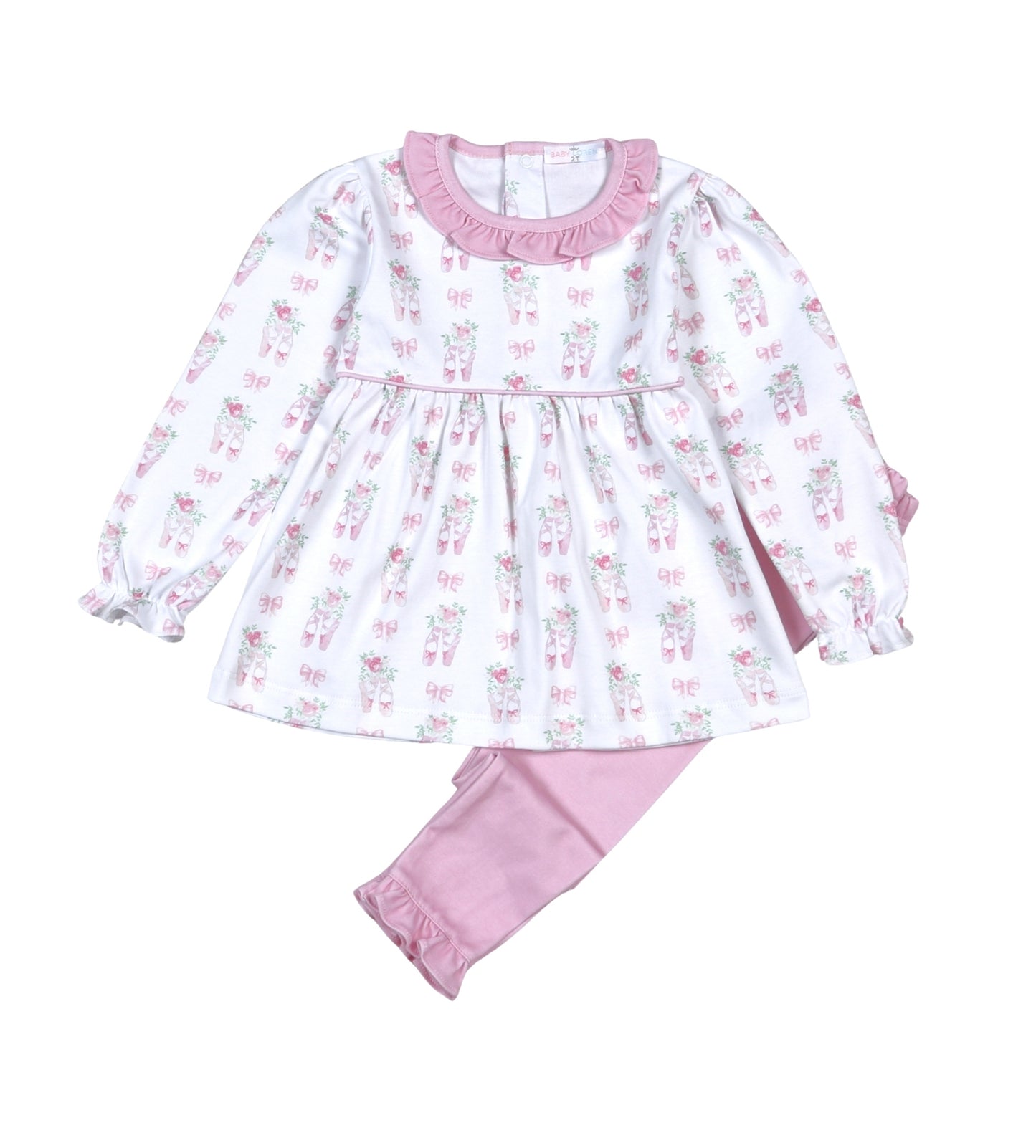 Baby Loren Girls Pink Twinkle Toes Ballerina Leggings Set by Baby Loren