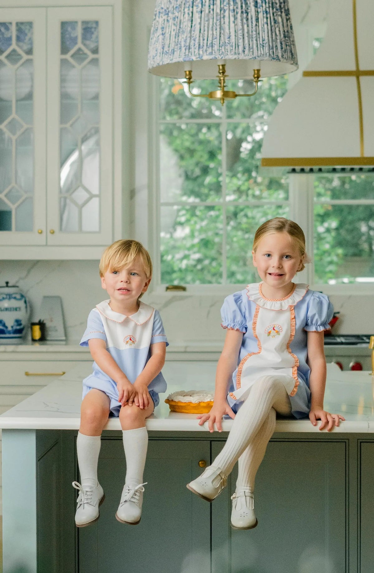 Proper Peony Girls Blue Tillman Turkey Thanksgiving Dress