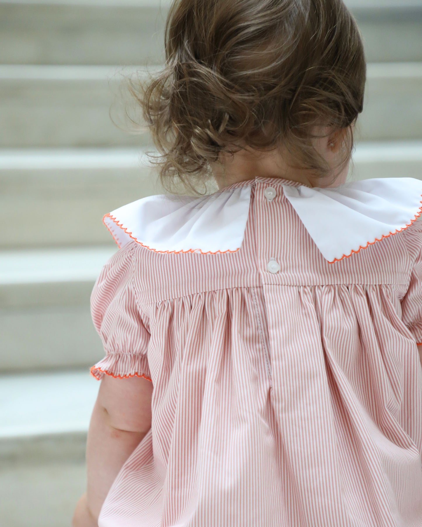 Yellow Lamb Baby Girls Orange Garner Bubble with Turkey Embroidery