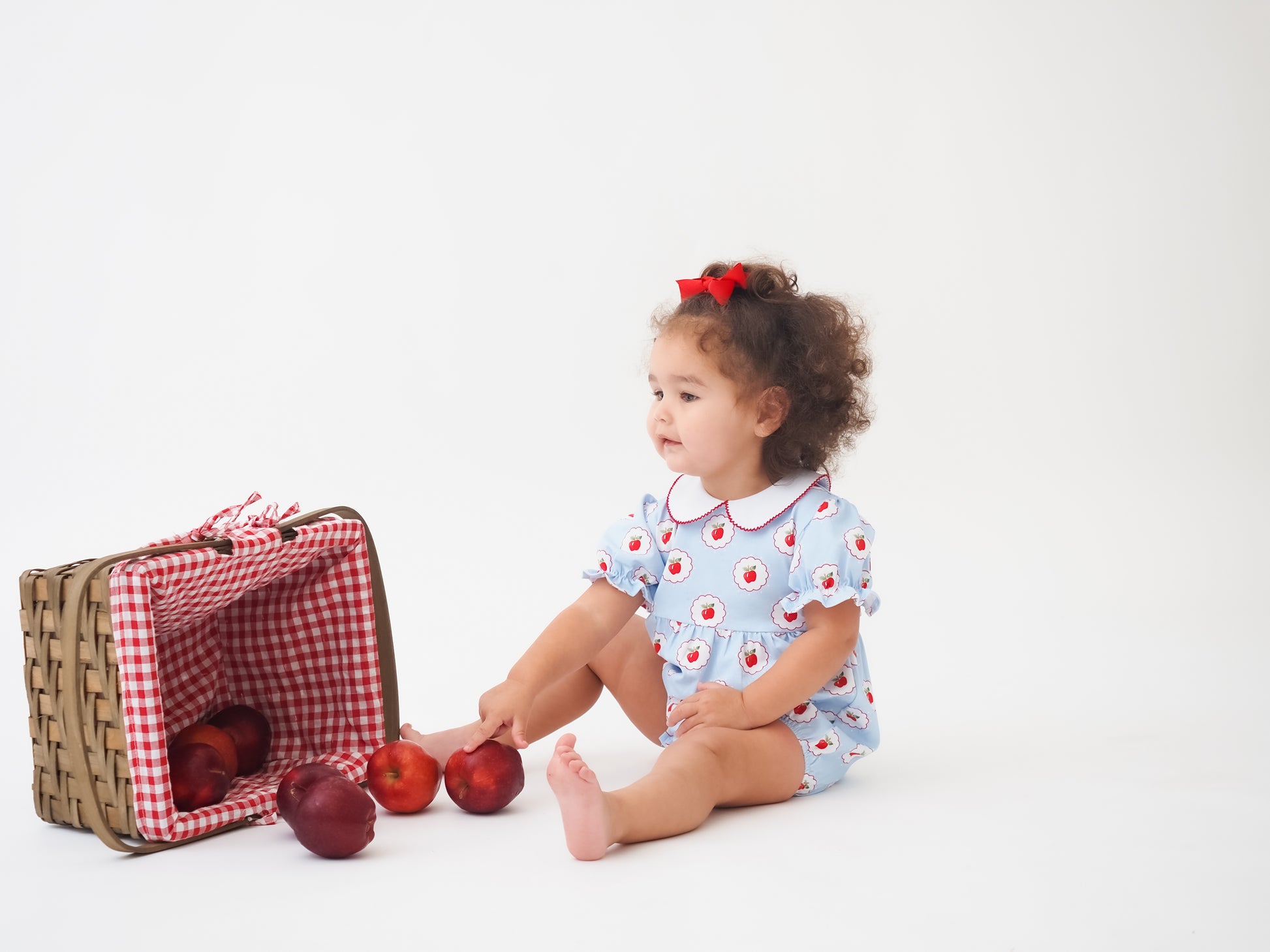 Cypress Row Baby Girls First Day of School Collins Classic Bubble - Apples Print