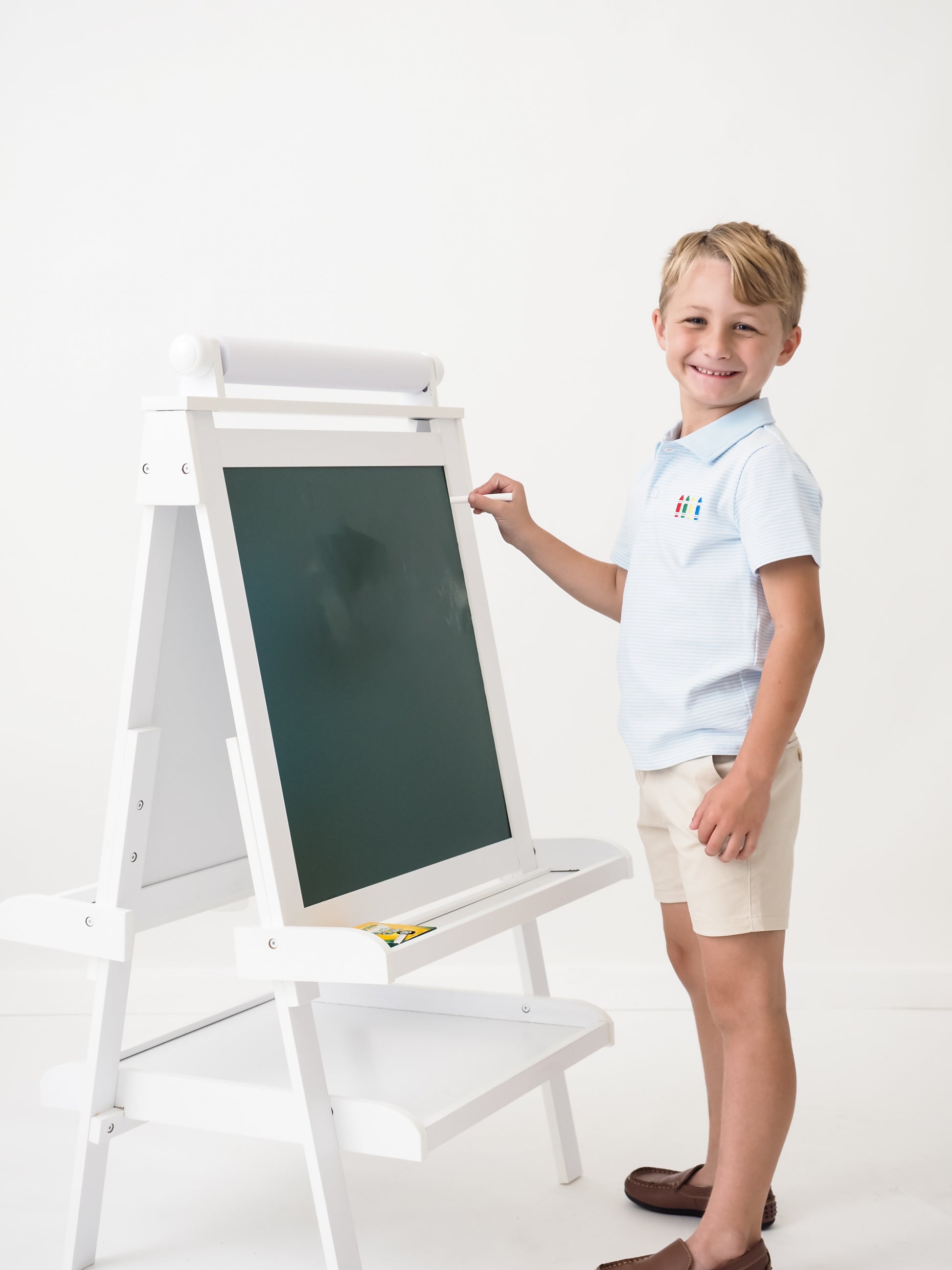 Cypress Row Toddler Boys Polo Shirt - Light Blue - Color My World School Pencils