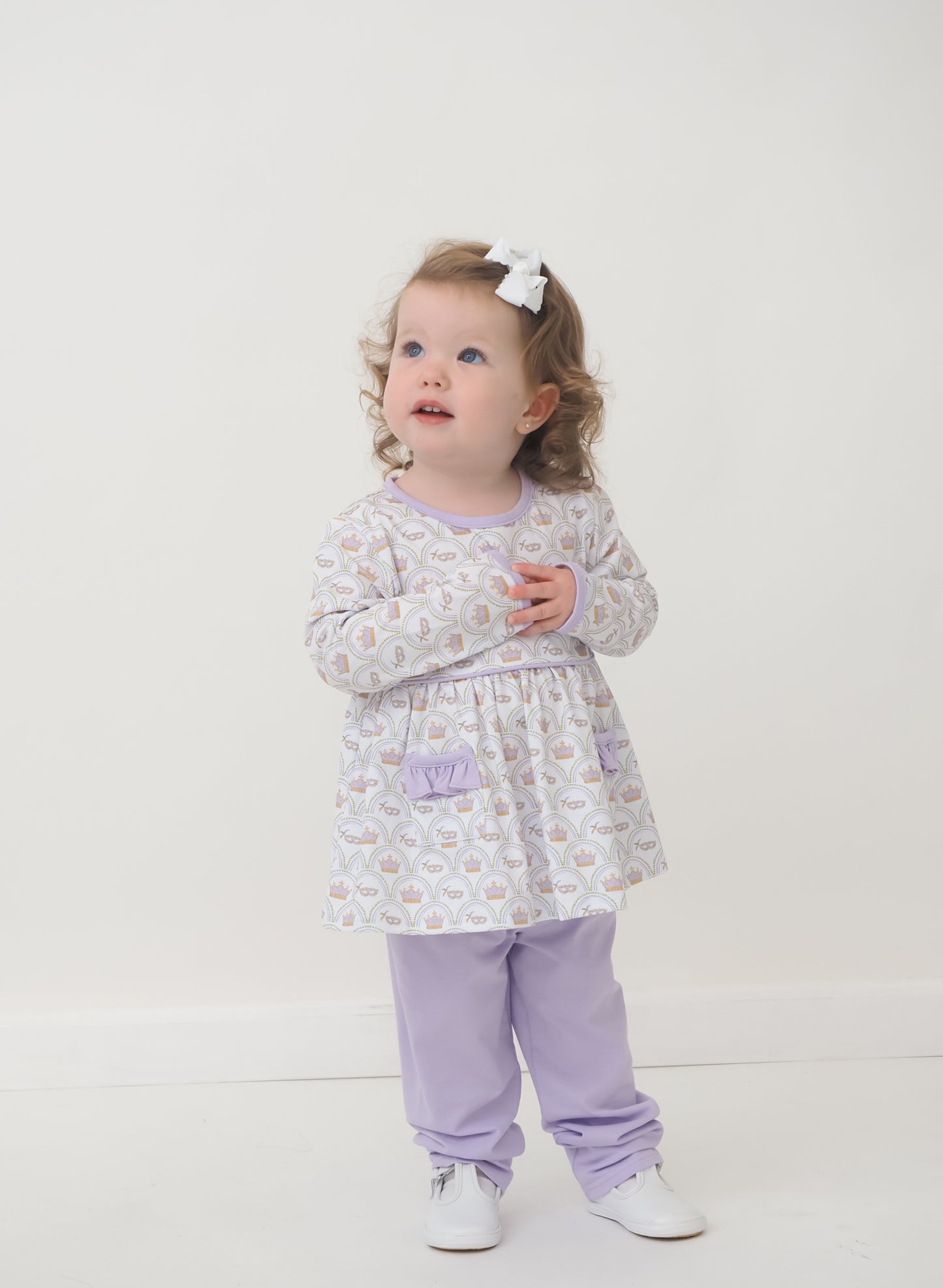 Cypress Row Girls Londyn Lavender Leggings Set - Orleans Mardi Gras Top by Cypress Row