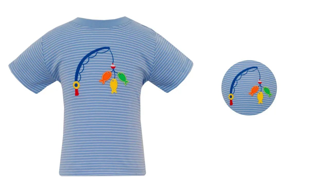 Claire & Charlie Boys Periwinkle Blue Stripe Fishing Lures T-Shirt by Claire & Charlie