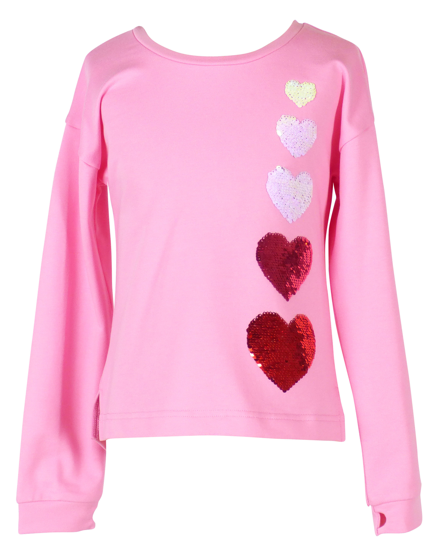 Yellow Lamb Girls Tabby Top - Pink with Hombre Valentine Hearts - Ruffle Back