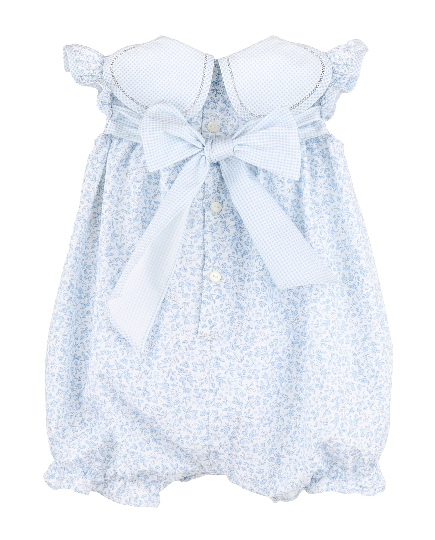 Sophie & Lucas Girls Blooms Petal Romper - Bow on Back - Blue by Sophie & Lucas