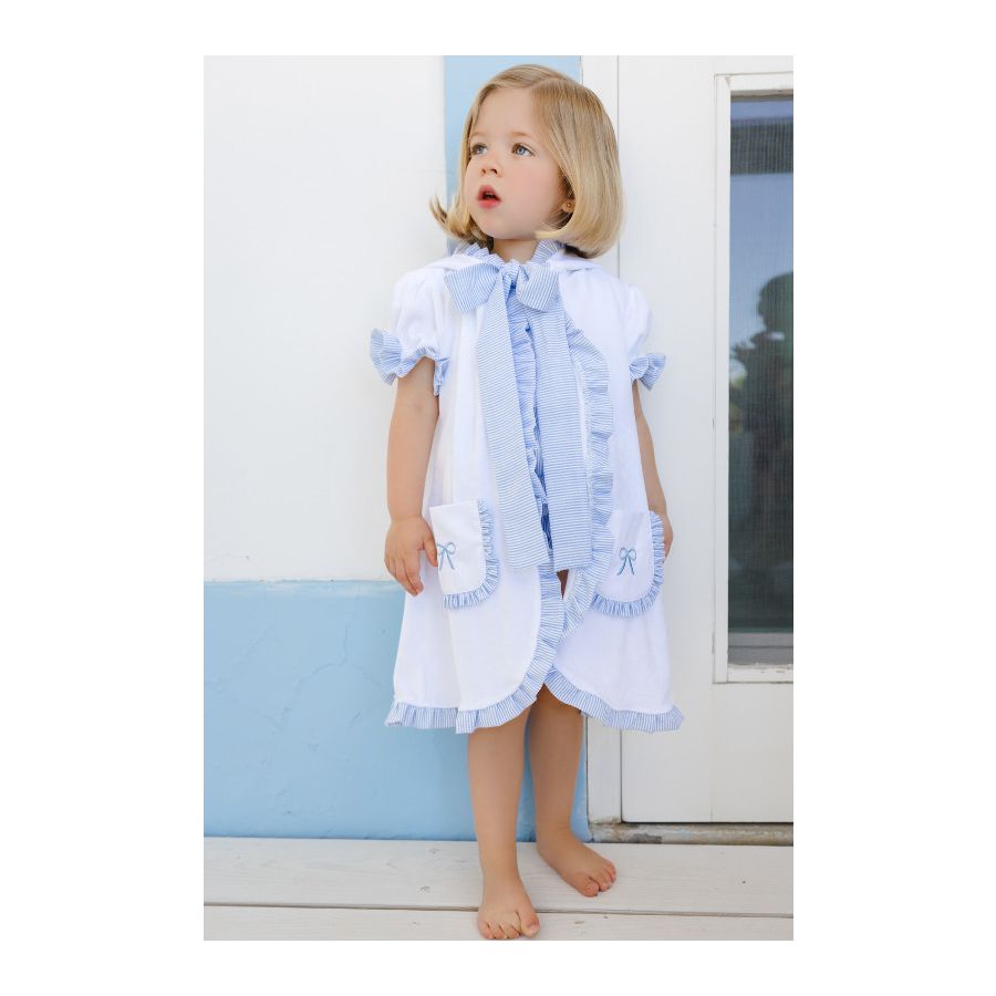 Sal & Pimenta Girls Swim Cover Up - Blue Seersucker