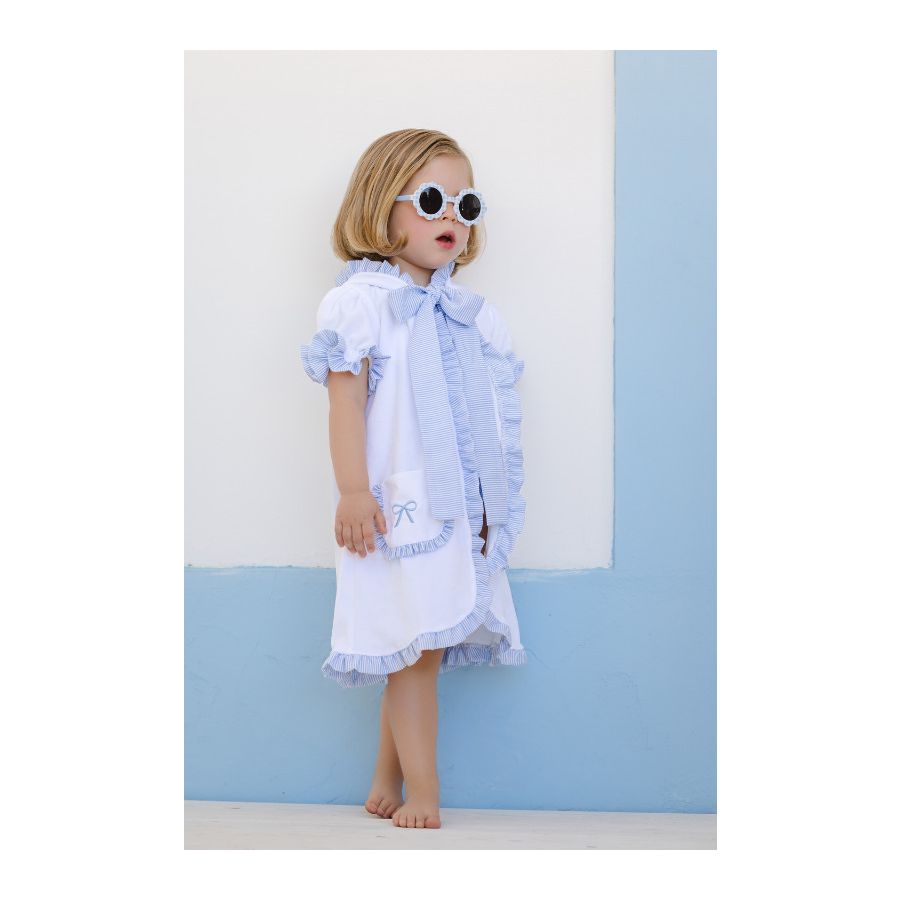 Sal & Pimenta Girls Swim Cover Up - Blue Seersucker