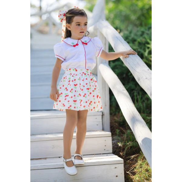 Sal & Pimenta Girls Classic Cherries Skirt with Bow