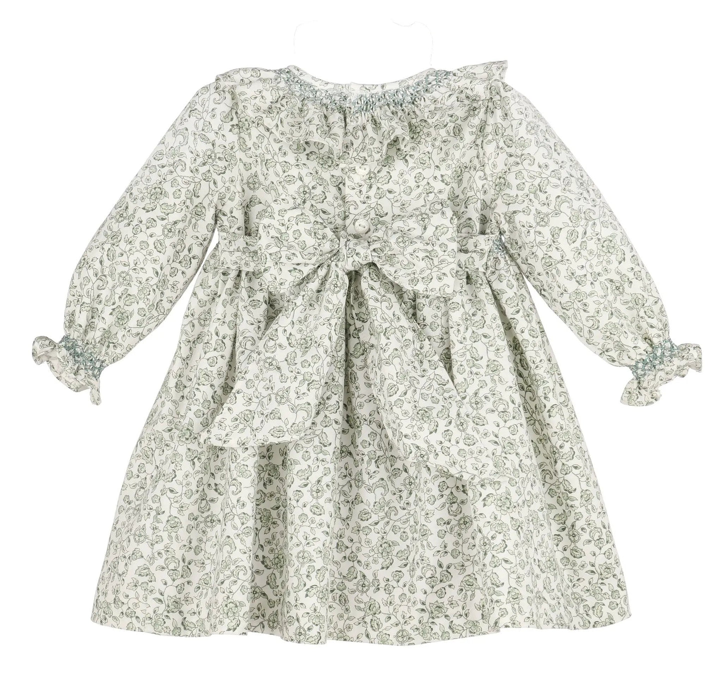 Sophie & Lucas Girls Green Heirloom Floral Dress