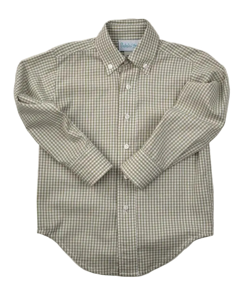 Funtasia Too Boys Button Down Shirt - Sage Green Checks