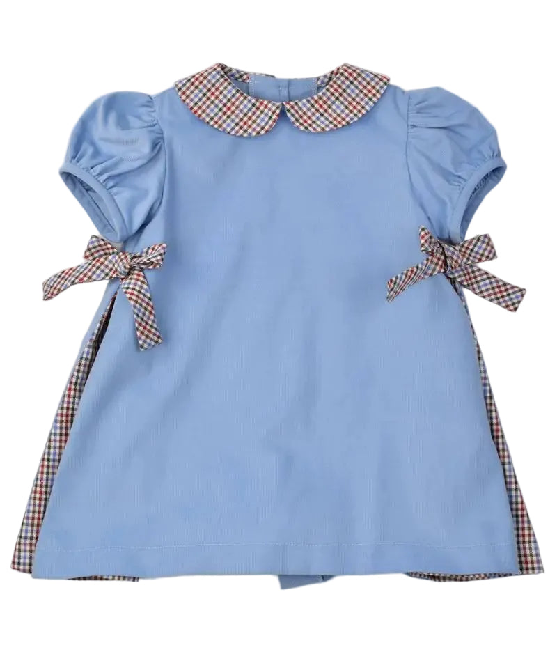 Funtasia Too Girls Periwinkle Blue Dress with Brown Plaid Insets & Bows by Funtasia