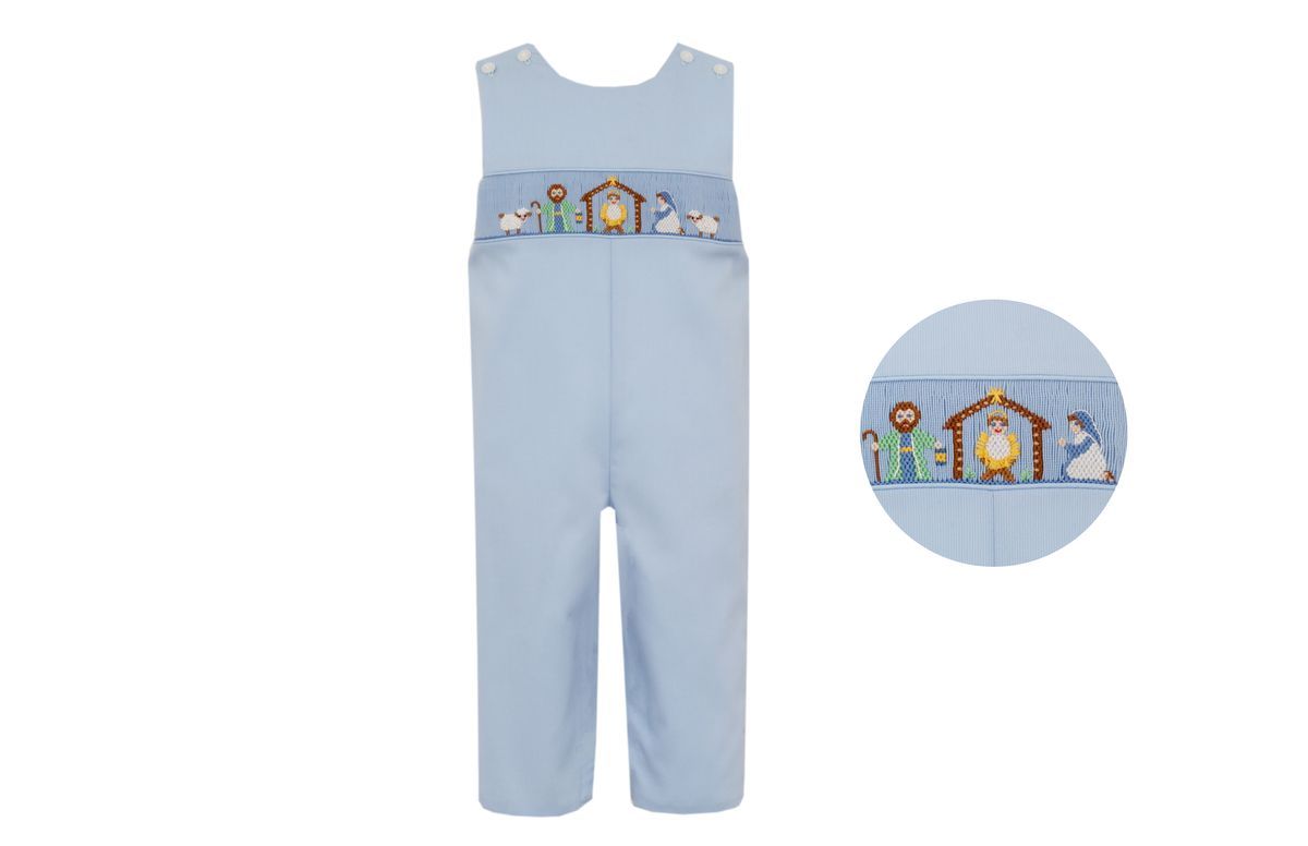 Petit Bebe Boys Blue Pique Holiday Nativity Scene Longall by Petit Bebe